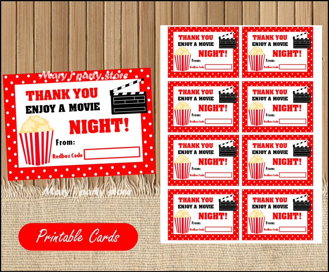 Printable Redbox Gift Card Teacher Appreciation Gift Card