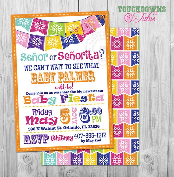 Fiesta Gender Reveal Invitation Mexican Fiesta Gender Reveal