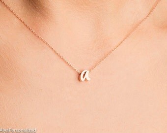 Dainty Necklace - Rose Gold Initial Necklace - Gift For Her - Personalized Necklace - Bridesmaid Gift - Initial Jewelry - Letter Necklace