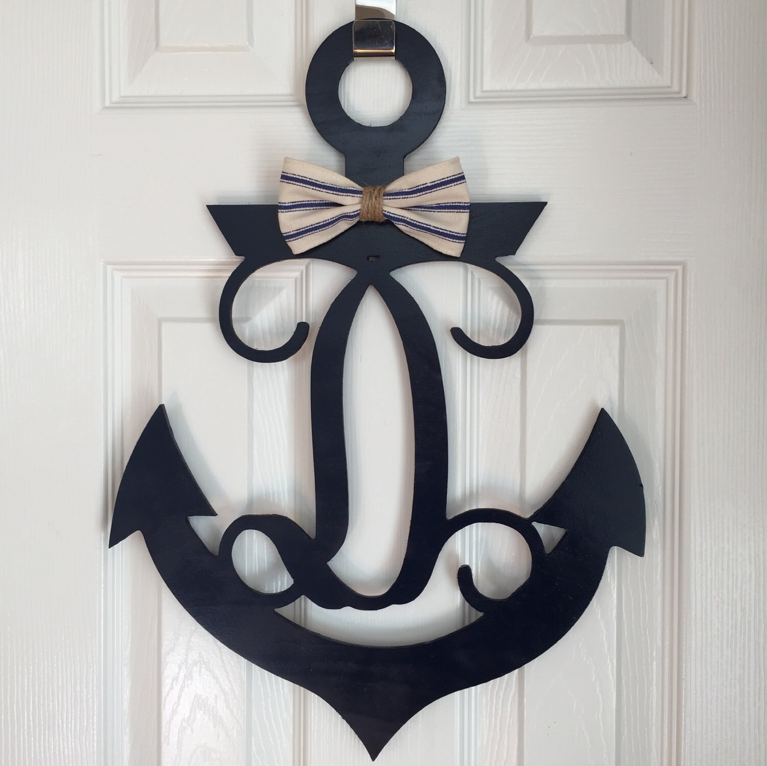 Monogram Anchor Door Hanger - Nautical Door Hanger - Anchor Initial Wreath - Boat Themed Monogram - Anchor Monogram - Spring Door Decor