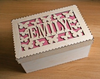 Personalised Memory / Keepsake / Gift Box With Butterfly Design