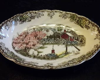 Johnson Bros. Friendly Village Small oval serving dish, the well