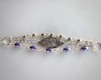 Triple Strand Silver-Plated Bracelet Triple Chain Bracelet Triple Strand Bracelet