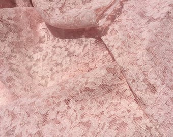 3 Yards Vintage Light Pink Lace Fabric - Vintage Sewing Supply