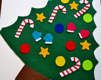 CHRISTMAS TREE FELT - Toddler Christmas Gift, Pretend play, Busy hands activity, Felt Christmas Tree, Felt board, Quiet Board