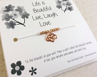 Infinity Wish Bracelet, Infinity Bracelet, Heart Wish Bracelet, Infinity Jewelry For Daughters, Gift For Her, Rose Gold Bracelet