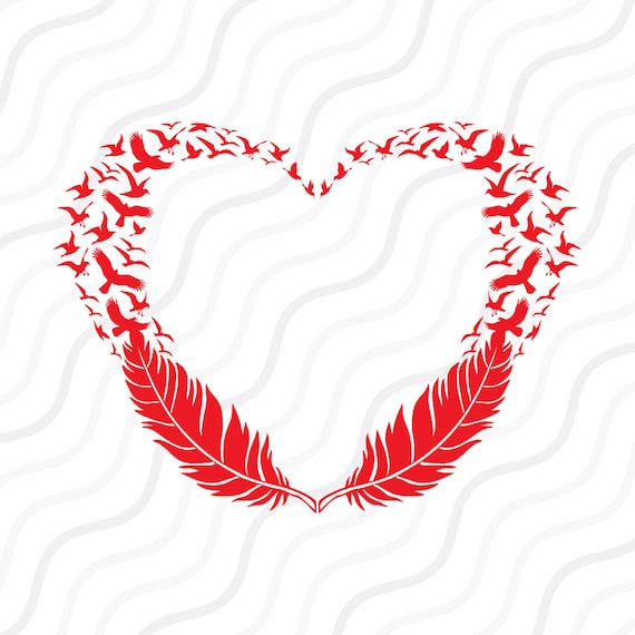 Download Feather birds heart SVG Birds Flying SVG Feather SVG Cut