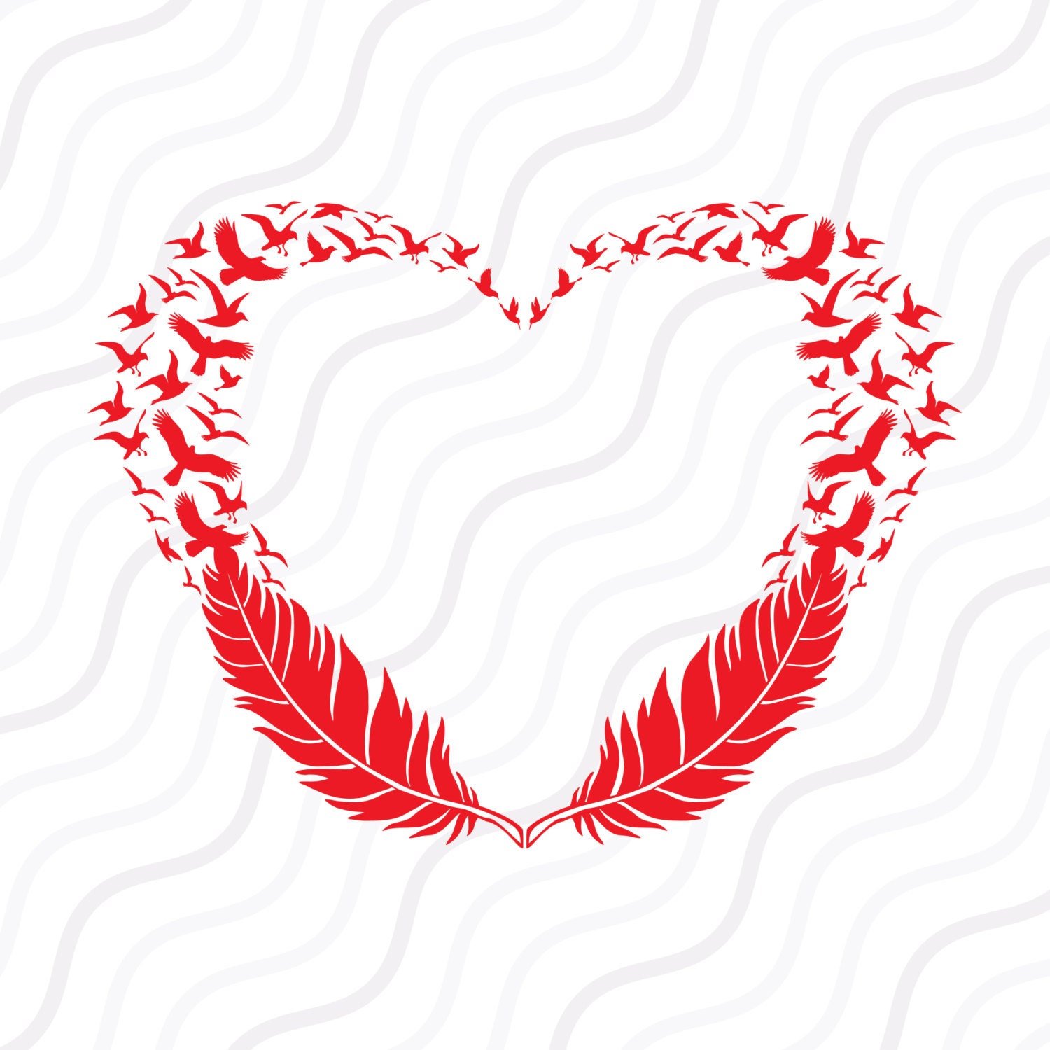 Download Feather birds heart SVG, Birds Flying SVG, Valentine SVG ...