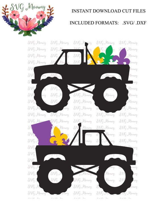Download Mardi Gras Monster Truck SVG cut file DXF cut file Cricut
