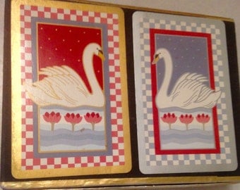 Vintage playing cards/Congress Designer Series/1990's/swan playing cards/double deck of cards/Canasta double deck/CLEARANCE