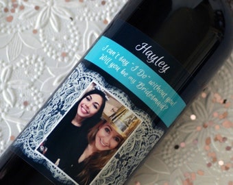 Bridesmaid Wine Label, Wedding Wine Label, Personalized Wine Label, Matron of Honor Label, Custom Wine Label, Bridesmaid gift, Wine Label