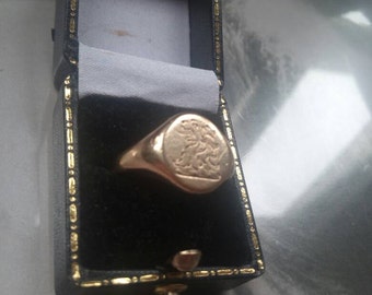Vintage 9ct singet ring lion size eu 60 8.9 gram