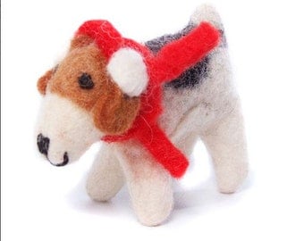 Felt Fox Terrier with ear-muffs