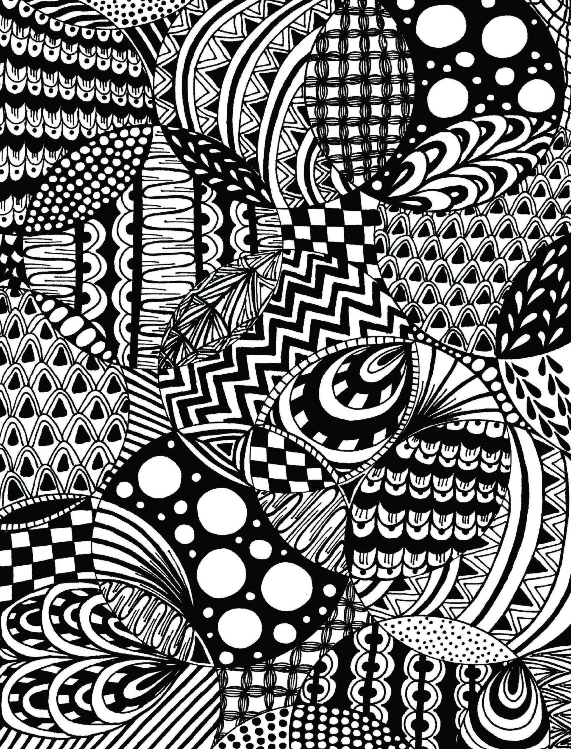 9x12 Zentangle Circular Pattern Art Print Doodle by eeveesartwork