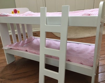 18" Doll Hand-Painted Bunk Bed with Bedding & Optional Trundle, Gerber Daisy
