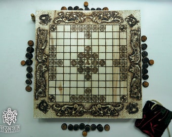 Board game / the Vikings / Hnefatafl / Scandinavian Board game / Pyrography / Woodburning /Pyrography art