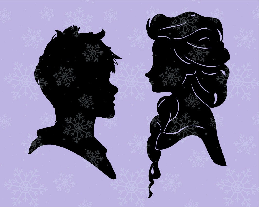 Download Silhouette Disney Couple Jack frost and Elsa SVG cutting ESP