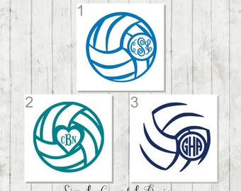 Volleyball Monogram Decal - Monogram Volleyball Gift - Volleyball Team Gift - Coach Gift - Sports Decal - Volleyball Car Decal - Volleyball