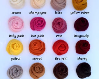 Merino Wool, Felt, Wool Roving, Needle Felting Wool, Top Roving DIY Felting Kit, 32 colors, Felting Supplies, Merino Wool Samples, Wool Yarn