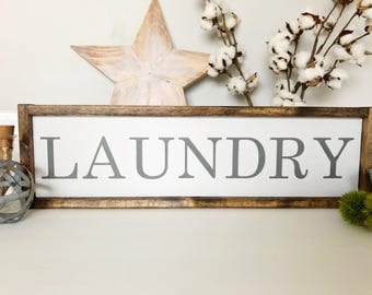 Laundry Sign, Farmhouse Decor, Laundry Room Decor, Rustic Decor, Wall Hangings, Wood Signs, Decor Laundry Room - Size: 7"x25"