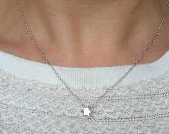 Necklace star of silver, 925 sterling silver star necklace