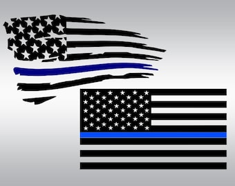American flag thin blue line SVG Clipart Cut Files Silhouette Cameo Svg for Cricut and Vinyl File cutting Digital cuts file DXF Png Pdf Eps