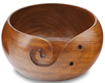 Hagestad Wooden Yarn Bowl-6"x3"-Handmade from Sheesham Wood (Rosewood). Portable & Study. Perfect For Crochetting or Knitting