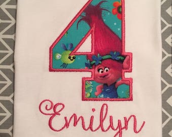 Trolls birthday shirt, Fast Shipping - 1-3 days, trolls shirt, trolls birthday outfit, trolls birthday party, trolls poppy, trolls outfit