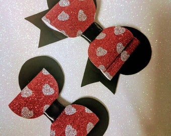 Minnie Mouse Inspired Glitter Bow // Disney Bow // Large Red Glitter Bow // Hair Bows // Girls Bows // Disney Hair Bow // Mickey Mouse