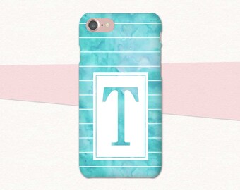 Blue Watercolor Custom Initial iPhone Case, Watercolor iPhone 7 Case, iPhone 6 Case, Plus, Personalized iPhone Case, Monogram, iPhone 6S