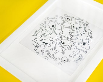 Cranatomie (framed embroidery)