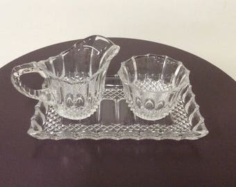3-Piece Knobby Glass/Crystal Cream and Sugar Set