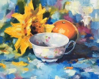Bright Still Life Flower Painting "Brightness" by Liva Micule