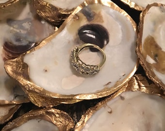 6 Gold Leafed Oyster Shells - FREE SHIPPING
