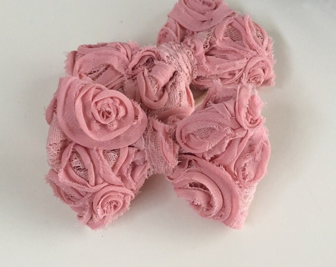 Dusty Rose fabric hair bow or bow tie
