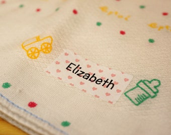 Iron on labels for clothing,garment labels, custom fabric labels, clothing labels kids, iron on name tags, clothing name labels, MEDIUM