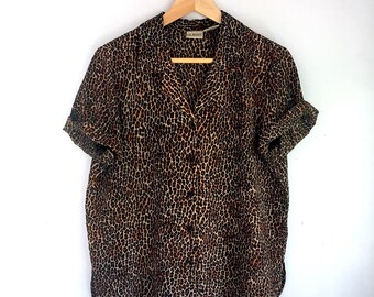 Vintage Leopard Print Blouse | Size S/M | Women's Vintage Clothing
