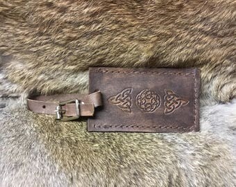 Leather luggage tag