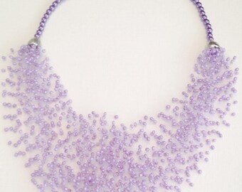 Airy beads necklace ,Multi-strand necklace, Handmade