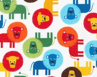 Fat Quarter Ann Kelle - Urban Zoologie - Primary Lions by Robert Kaufman Cotton Quilting Fabric