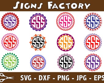 Circle Monogram Frames SVG, Circle Monogram svg, Monogram Frame svg, png, eps, dxf, Circle Frames, Circle Frames SVG