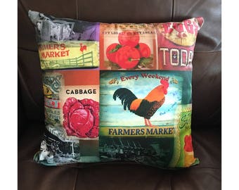 Vintage Farmer's Market Pillow