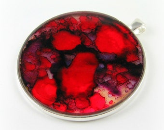 Alcohol Inks on Glass Wearable Art Pendant