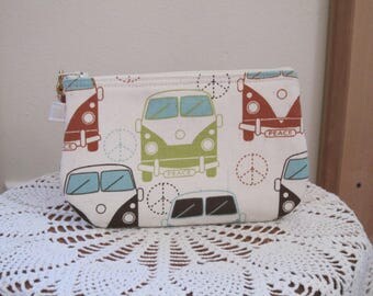 Smart phone Love Bus Case Gadget Pouch Clutch Wristlet Zipper Gadget Pouch