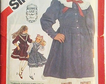 1980s Vintage Sewing Pattern Simplicity 6092 Childs Dress Pattern Size 6