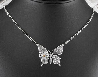 Compass Butterfly Silver Necklace - Flight of the Travelling Butterfly by COGnitive Creations