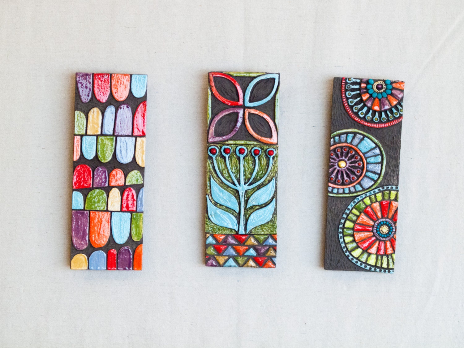 Modern Mosaic Wall Art Set of 3 Mosaic Art Wall Art Ceramic