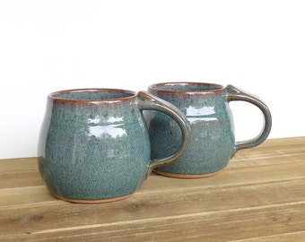 Wedding Registry for Alex and John - Stoneware Pottery Mugs in Sea Mist Glaze - Set of 2, Made To Order