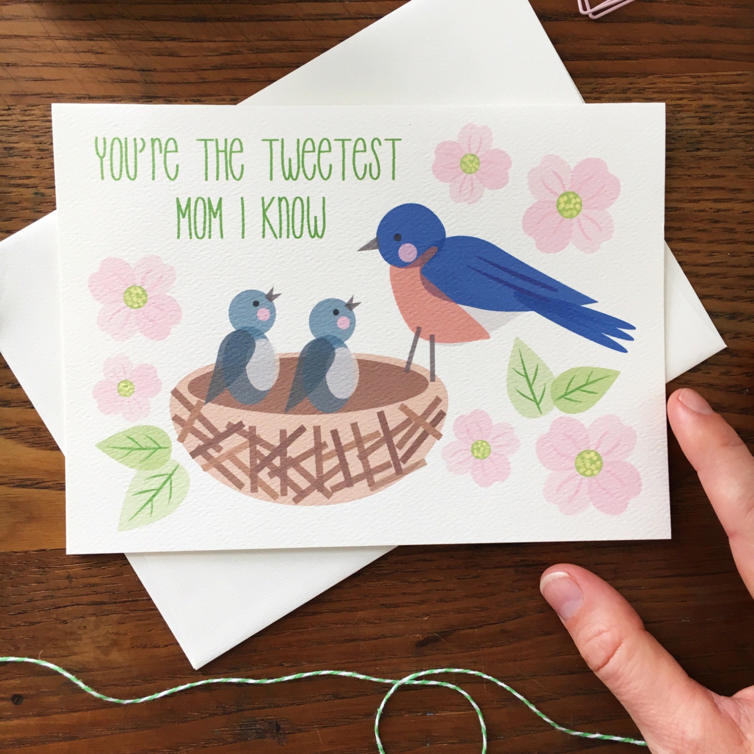 Card For Mom. Mother's Day Card. Bird's Nest. Bird Pun