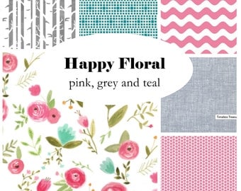HAPPY FLORAL-Custom Crib Bedding-3 piece+